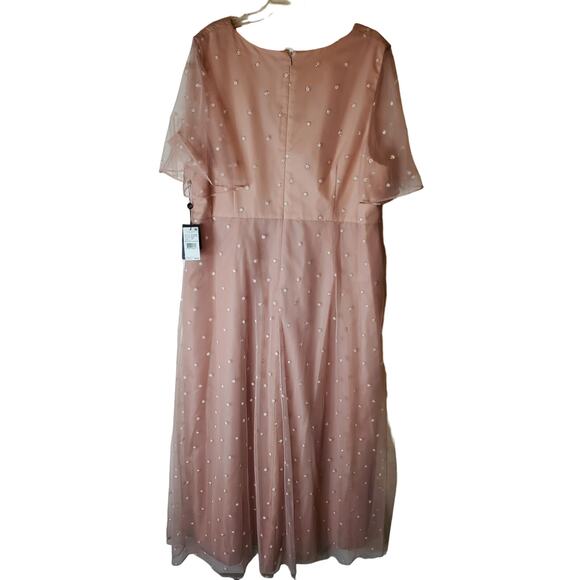 Adrianna Papell MelloBlush Metallic Flutter Sleeve Gown, NWT, 22W - Picture 3 of 6